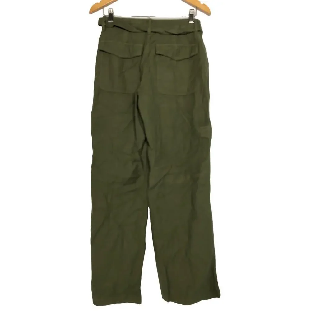 Madewell Griff Pants Superwide Leg Cargo Garment Dye Desert Olive Green NWT 27